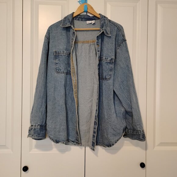 Luna Skies Women's Blue 100% Cotton Medium Wash Long Sleeve Denim Shirt Size XL - Picture 2 of 6